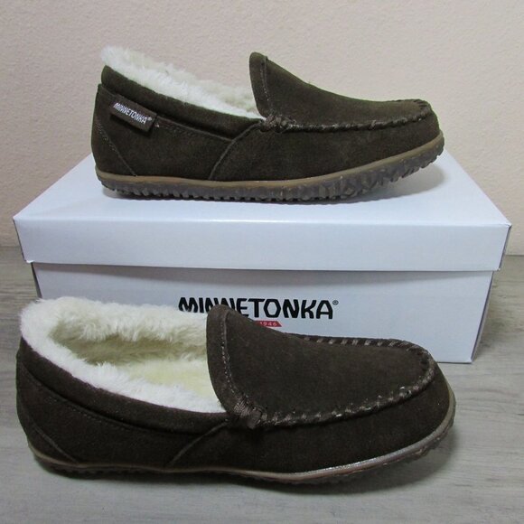 Minnetonka Shoes - Minnetonka Women's 11 Tempe Fleece Lined Slipper Moccasin Loafer Chocolate 4011